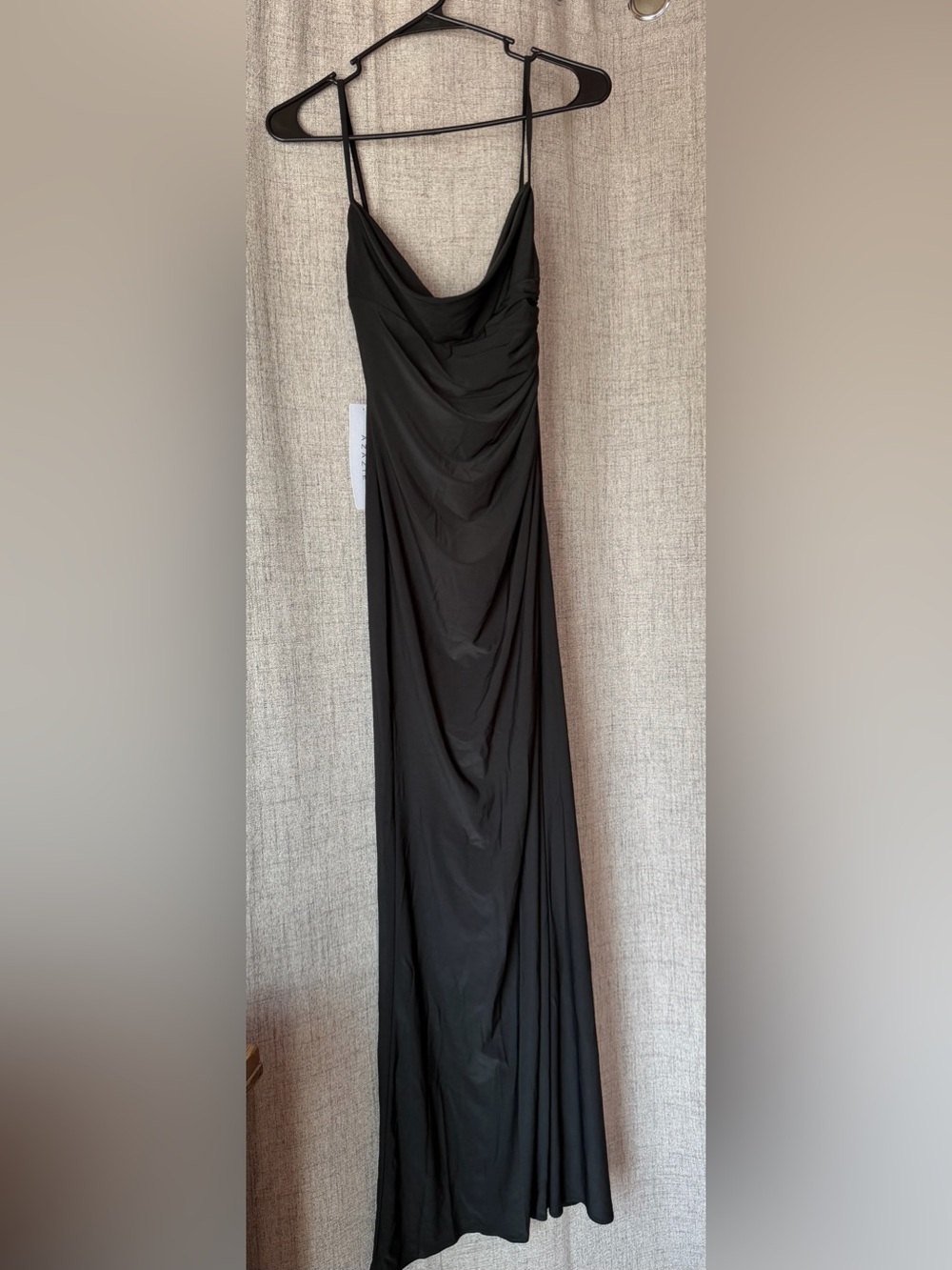 Elegant Black Draped Backless Slip Dress - Women